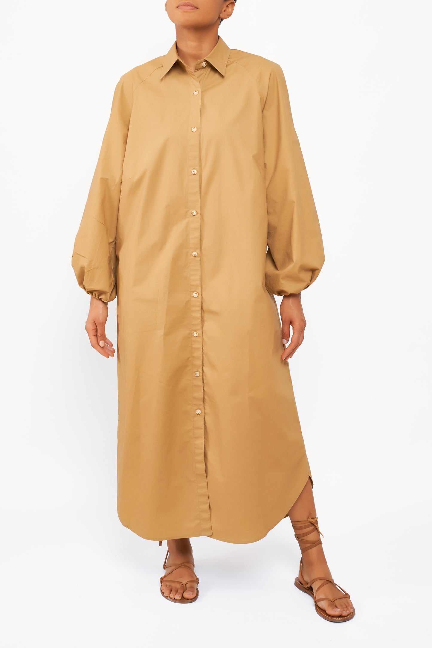 BALLOON SLEEVE SHIRT DRESS