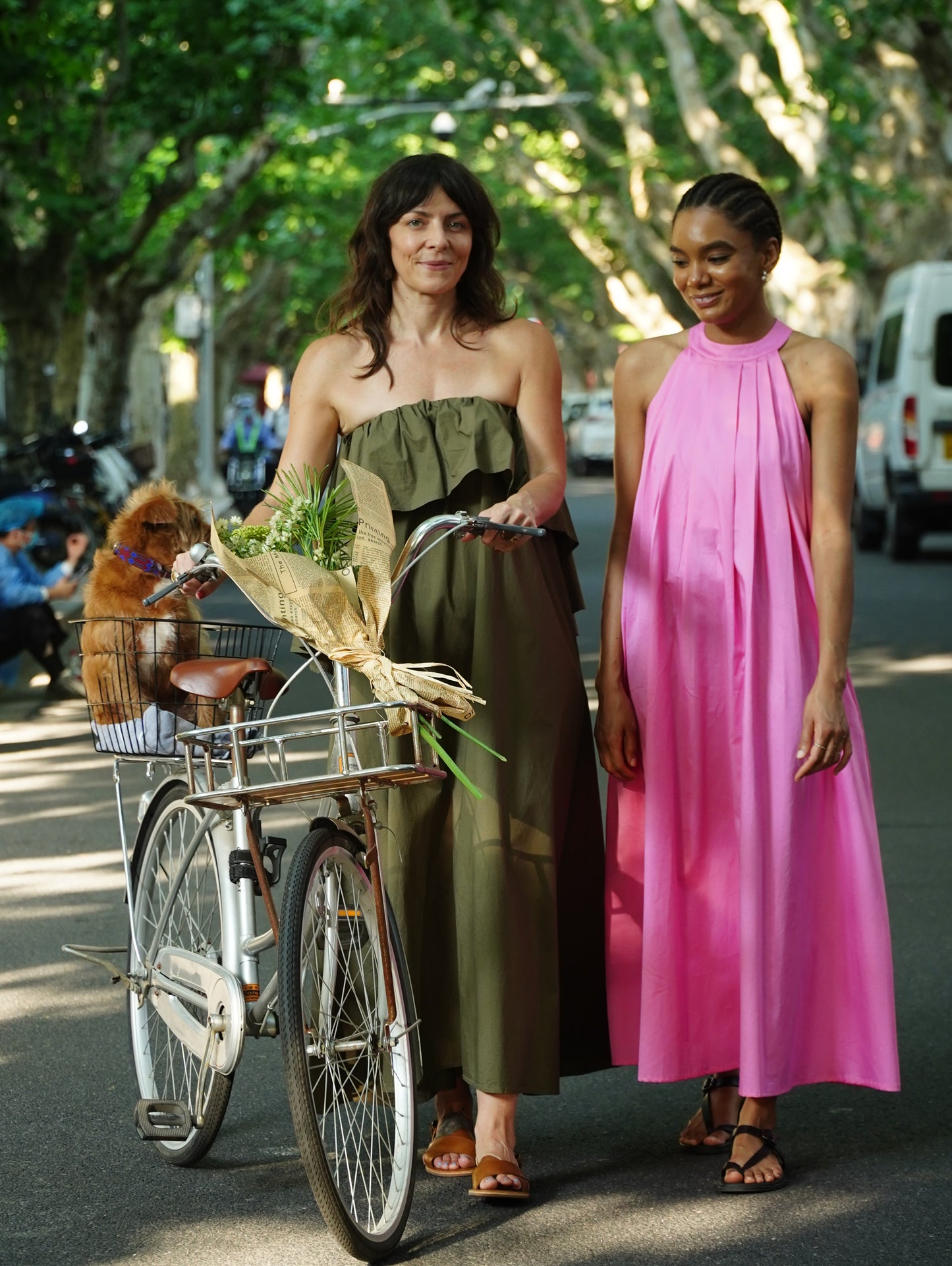 PLEATED NECK DRESS