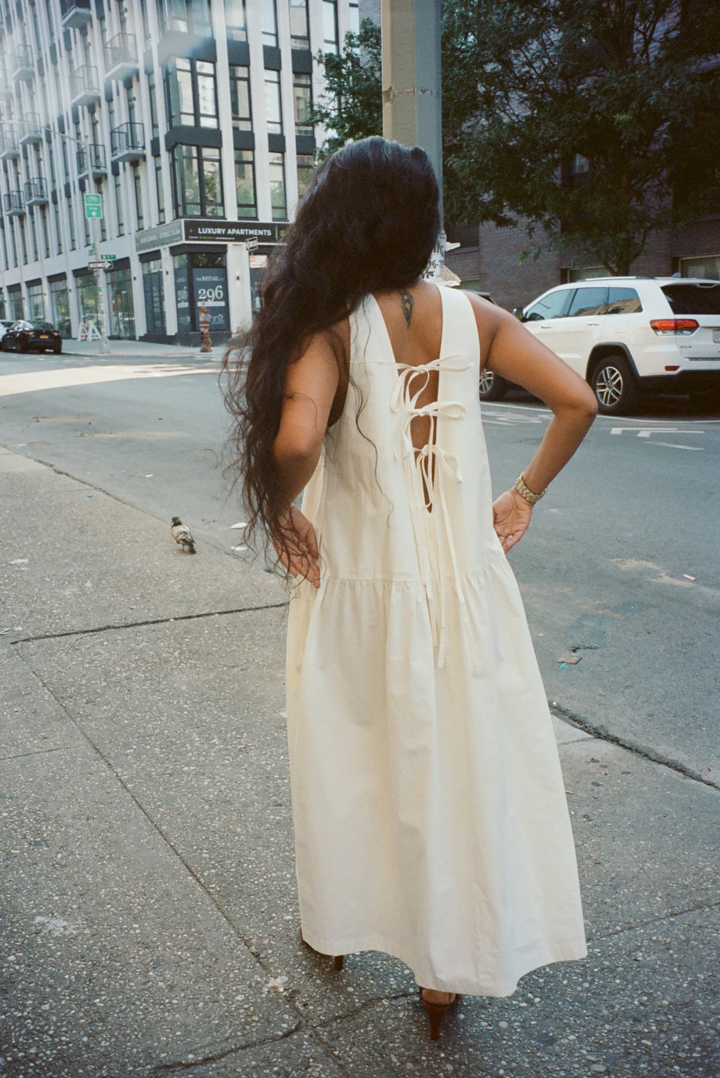 DROP WAIST DRESS WITH STRINGS ATTACHED