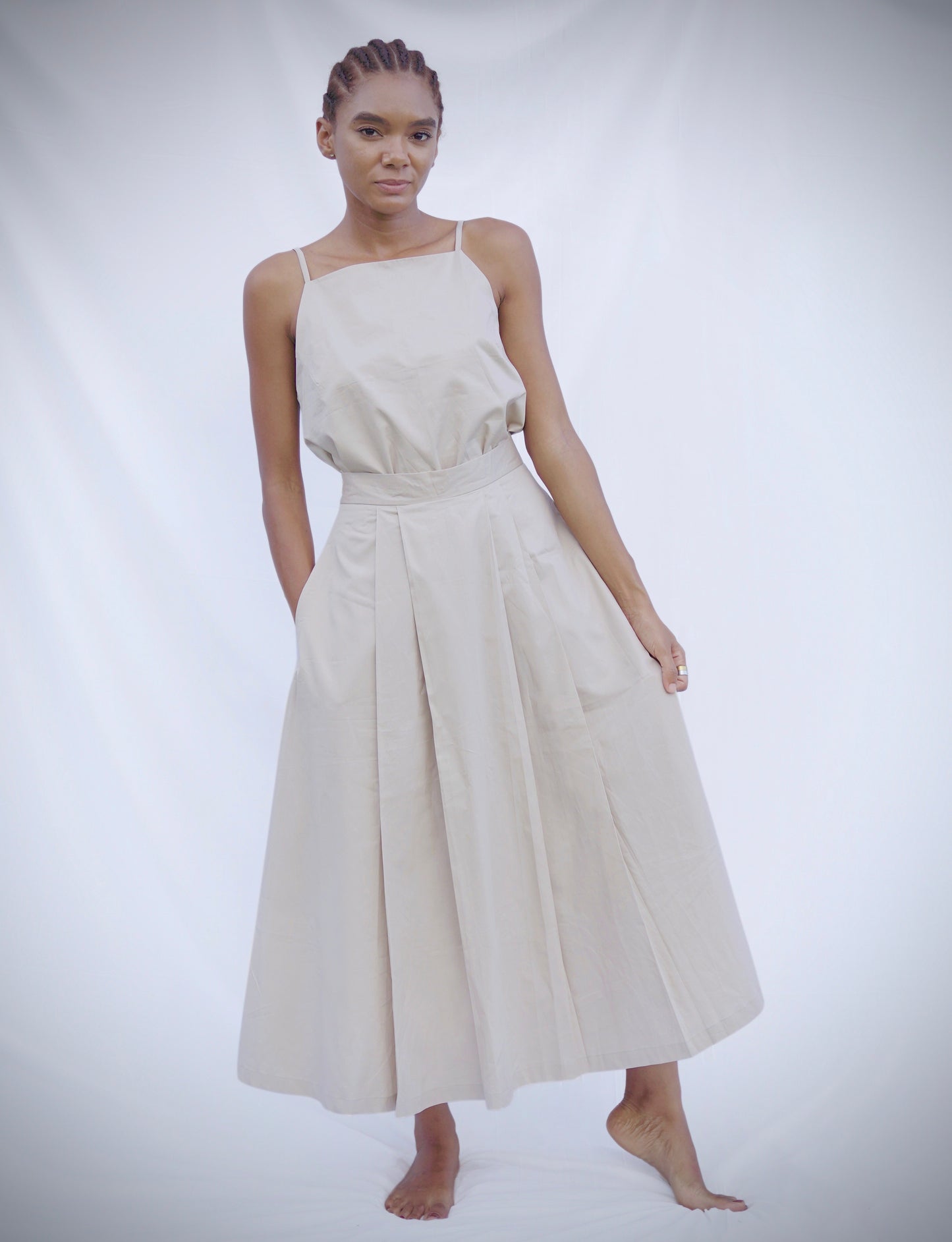 PLEATED SKIRT & STRINGS ATTACHED TOP