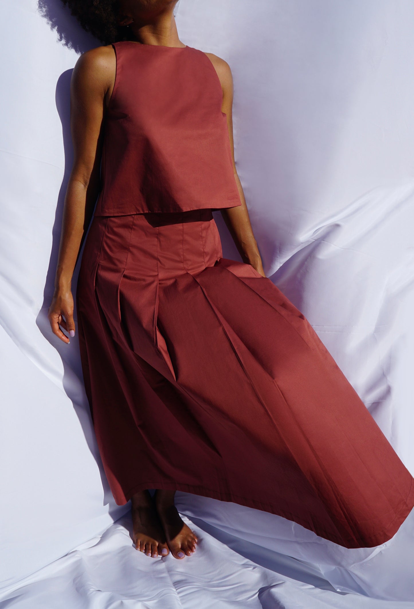 KNIFE PLEAT SKIRT & CROP TOP